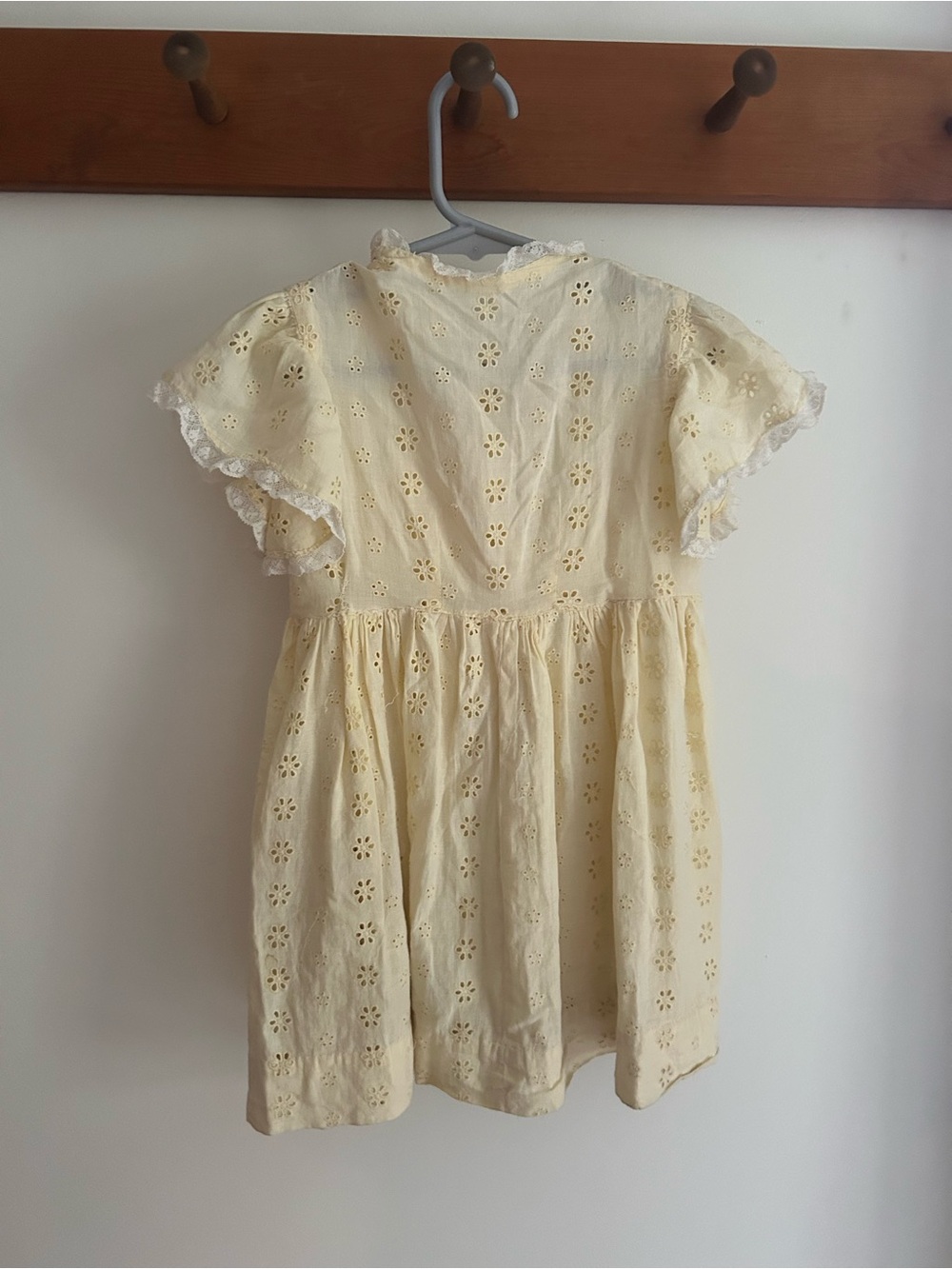 Girls Cream Eyelet Ruffle Dress - Picture 4 of 7